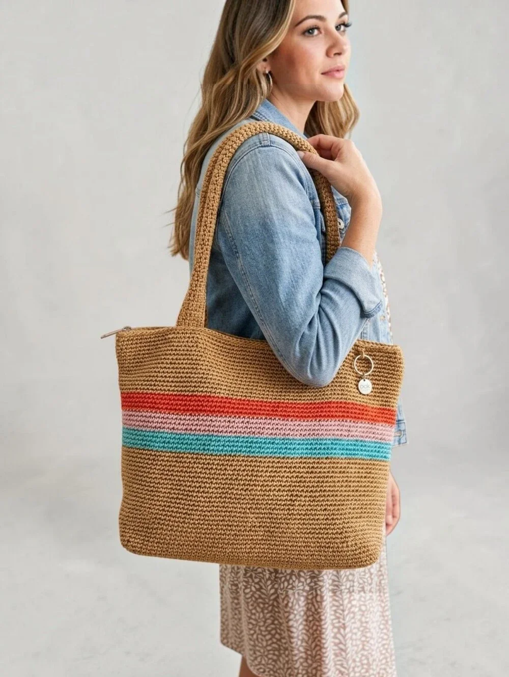 The Sak Crafted Classics Carryall Crocheted Tote Bag Handbag Purse